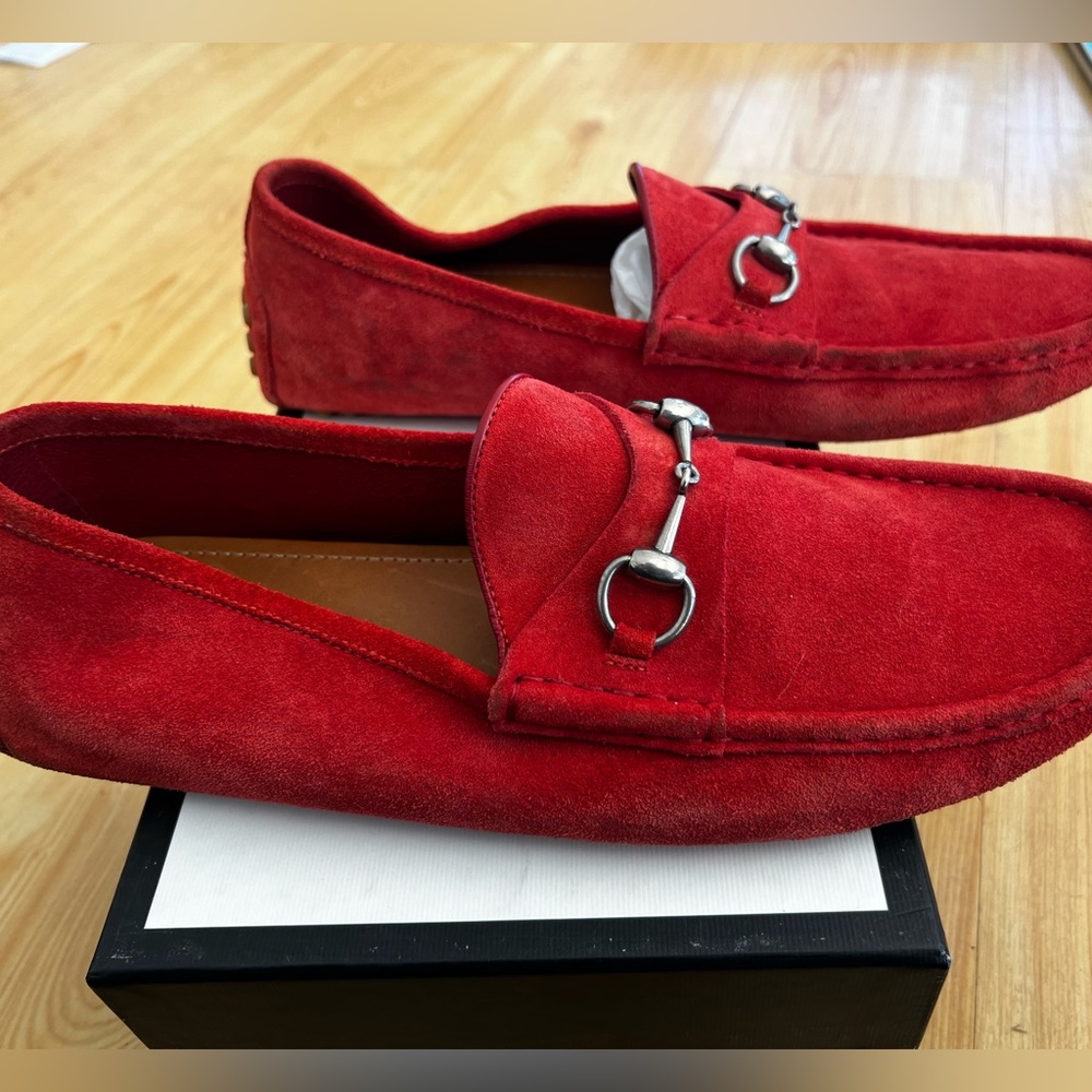 Gucci suede horsebit driver loafers men’s US 11